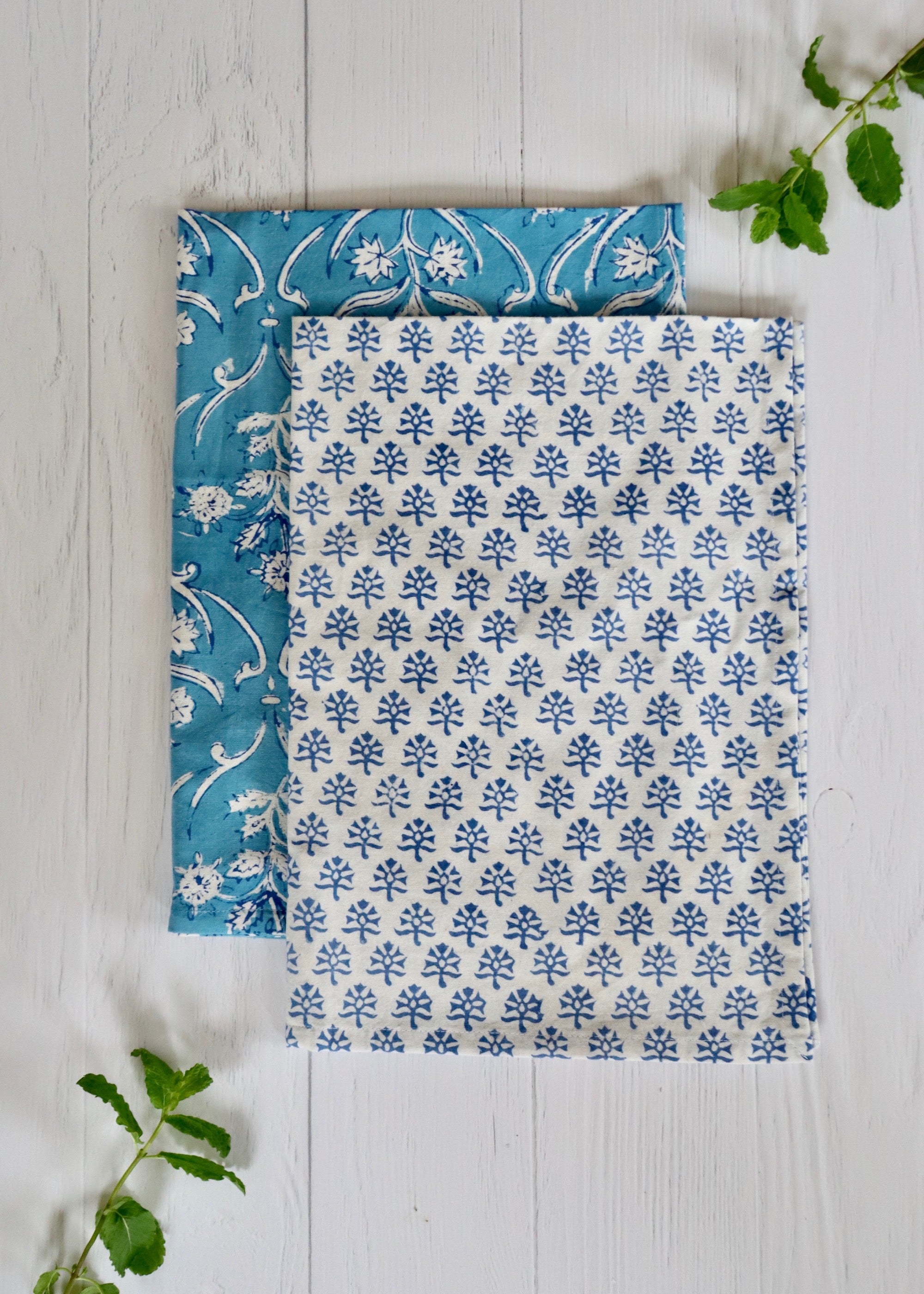 Pair of Tea Towels - Greek Summer and Blue