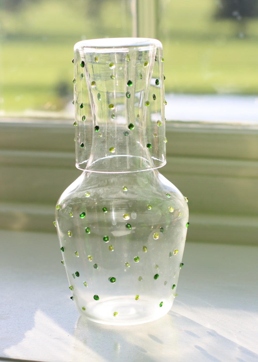 Carafe & Glass Set - Dotty Green