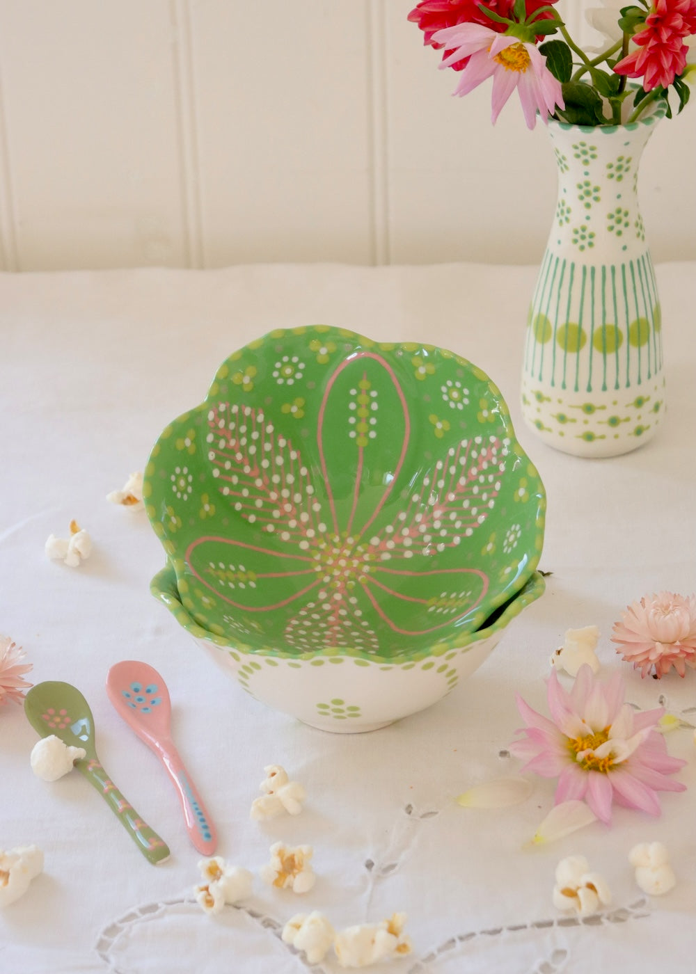 Pudding Bowl - Cactus with Pink & White