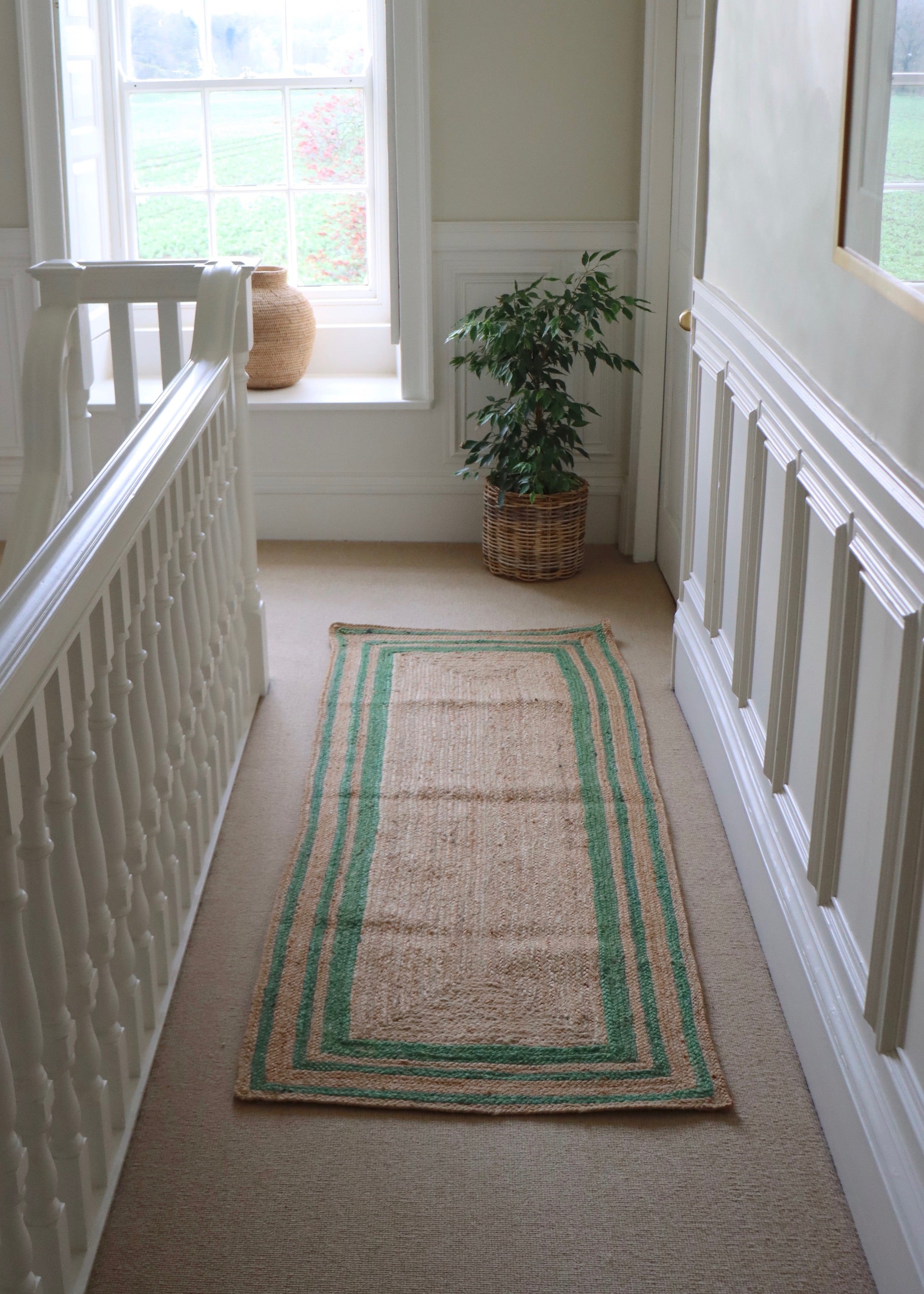 Jute Runner - Green Stripes