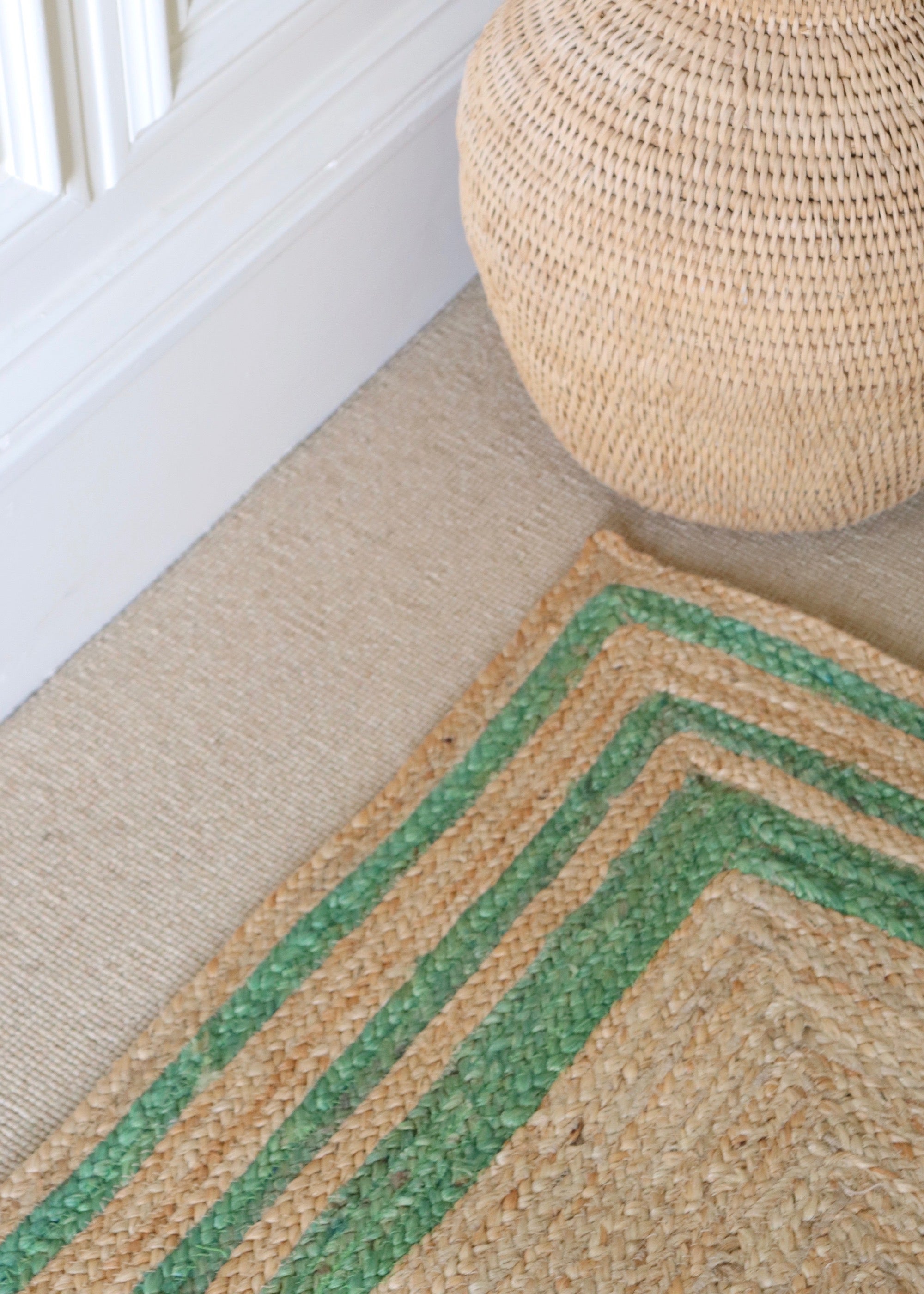 Jute Runner - Green Stripes