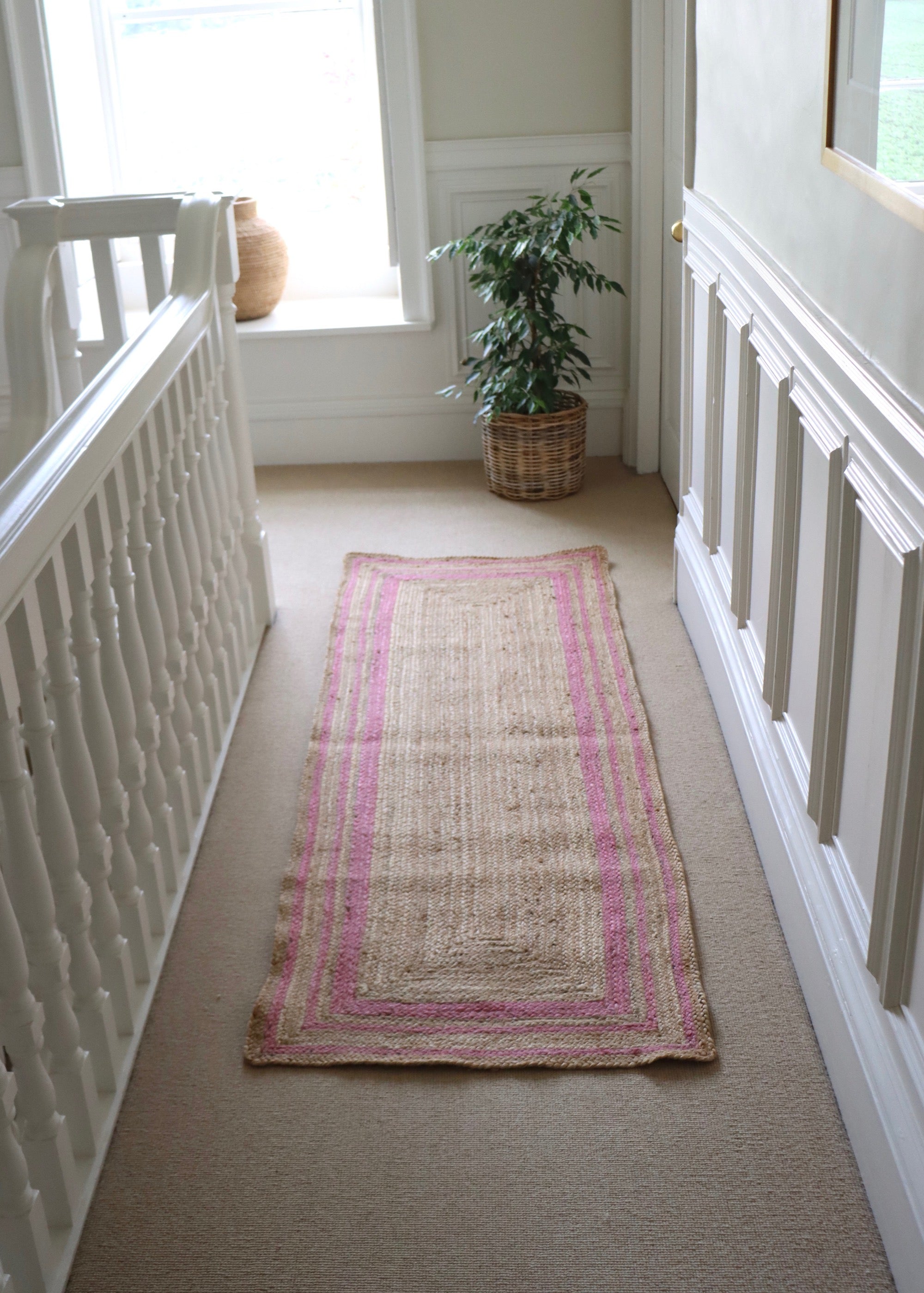 Jute Runner - Pink Stripes