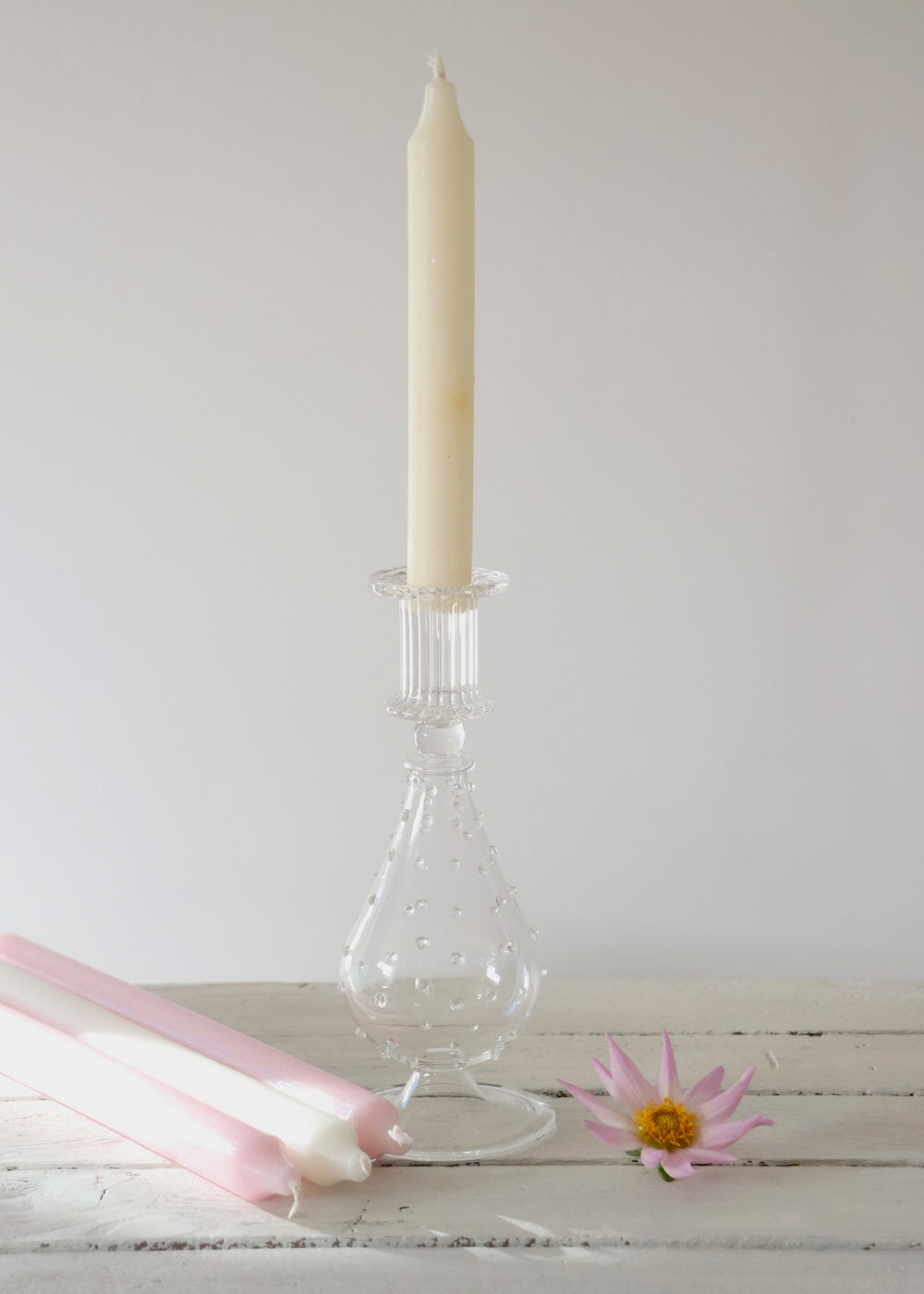 Saffi Glass Candlestick - Clear