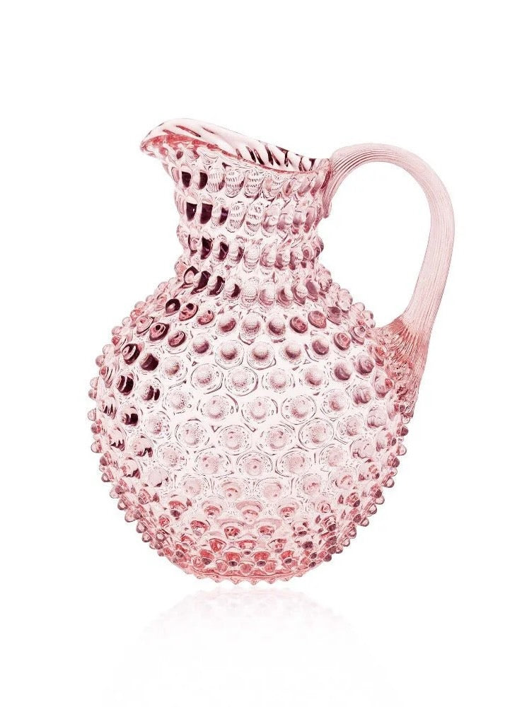 Hobnail Water Jug - Rose