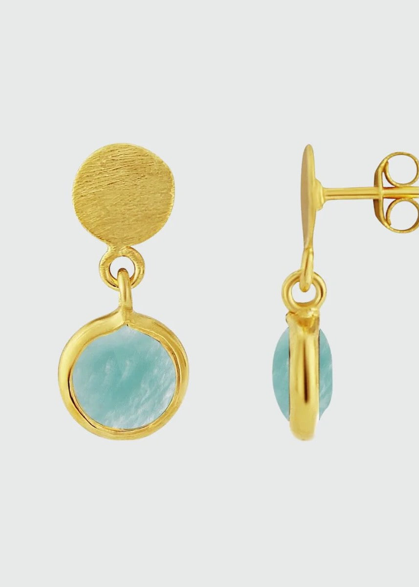 Salina Amazonite & Gold Vermeil Disc Earrings