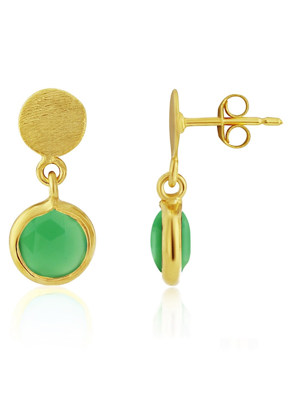 Salina Gold Vermeil Disc & Chrysoprase Green Earrings