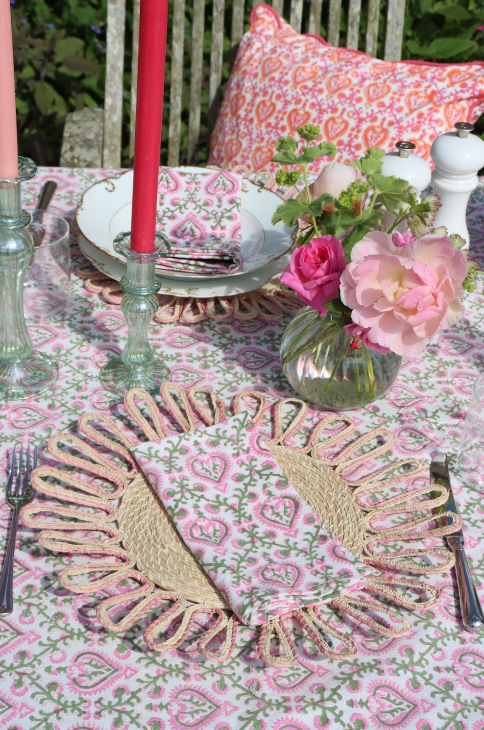 TABLECLOTH - Mughal Pink and Green