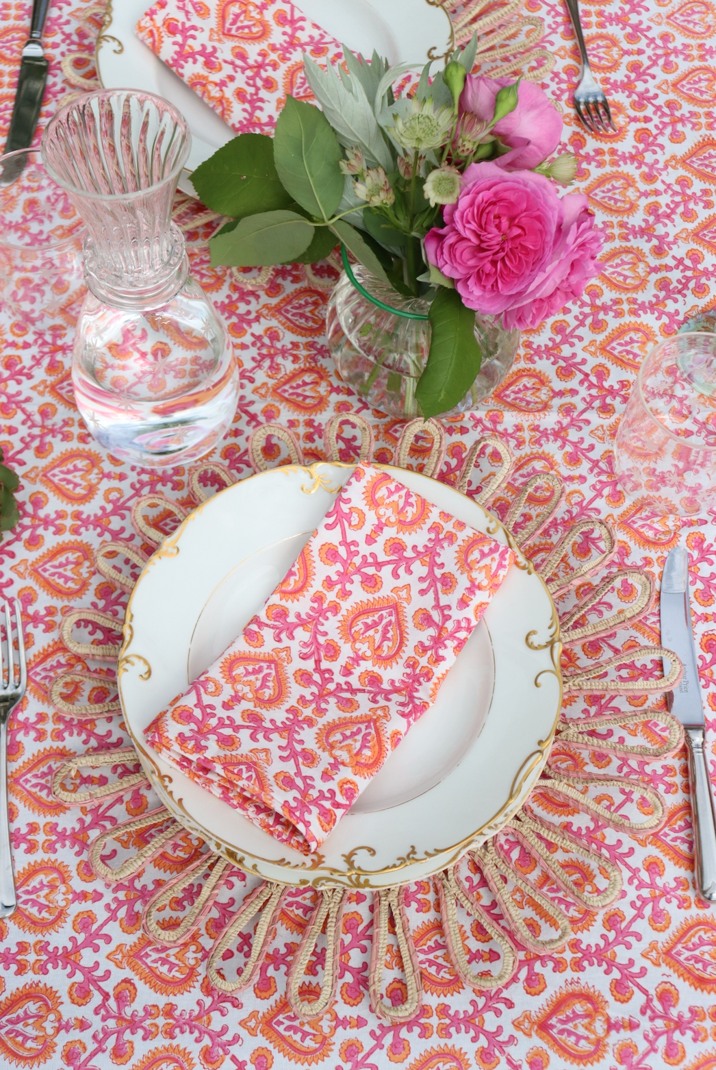 TABLECLOTH - Mughal Hot Pink and Orange