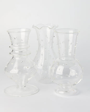 Set of 3 Glass Bud Vases - Clear Dotty