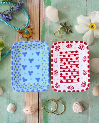 Pair of Trinket Dishes Blue & Red