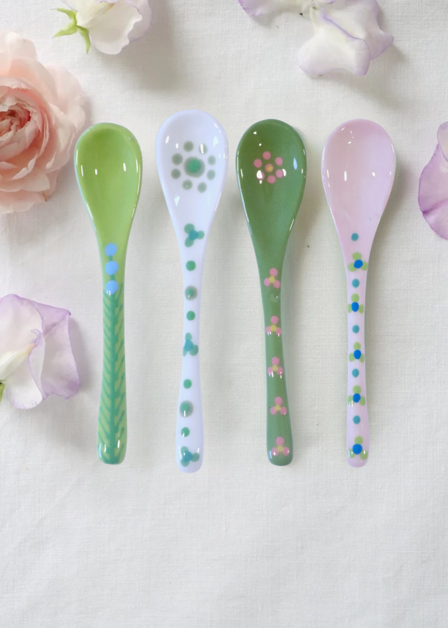 Ceramic Spoons - Greens