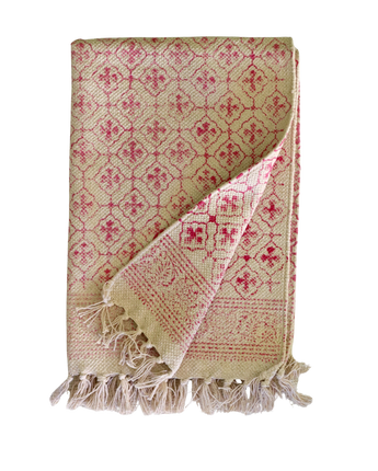 Hand Block Printed Bath Mat - Pretty Pink