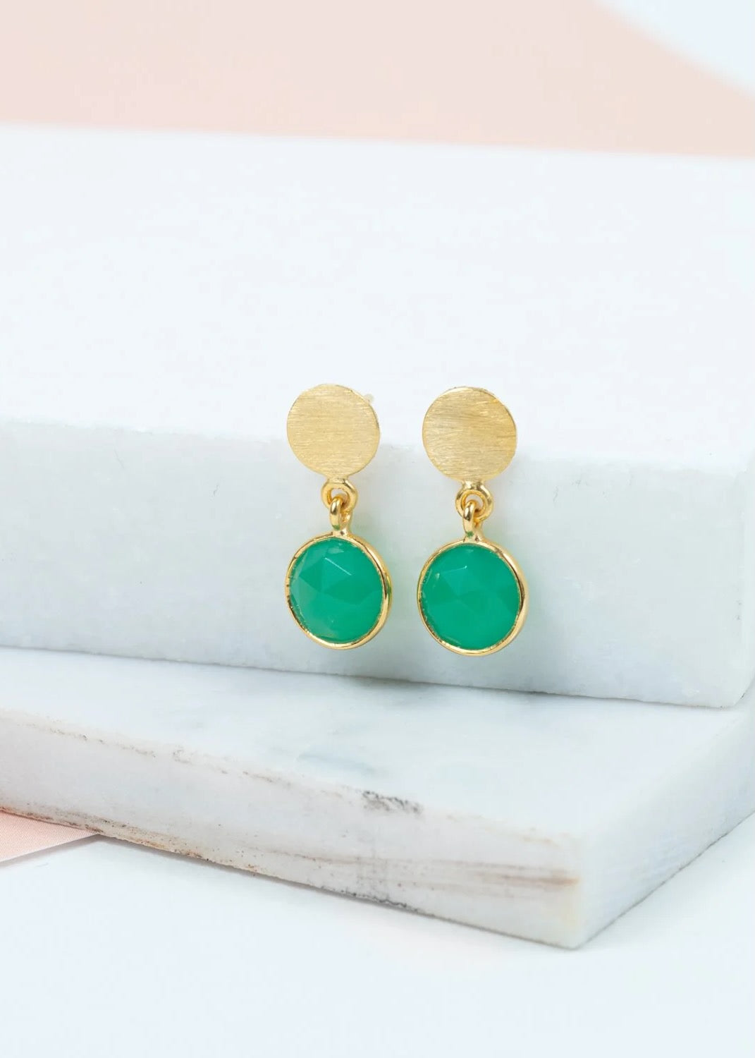 Salina Gold Vermeil Disc & Chrysoprase Green Earrings