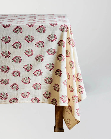 Josephine Tablecloth in Seedling Green and Rococo Red #color_seedling-green-rococo-red