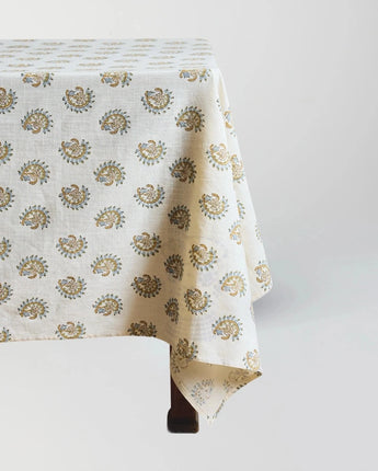 Josephine Tablecloth in Ochre and Blue Grey #color_ochre-blue-grey