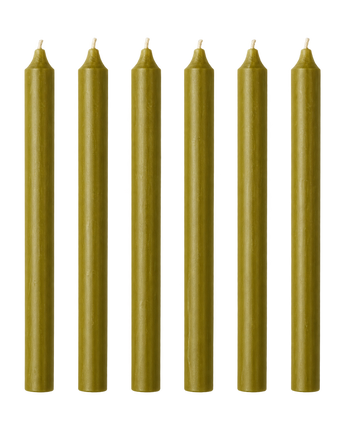 Set of 6 Straight Candles - Olive