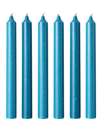 Set of 6 Straight Candles - Petrol Blue