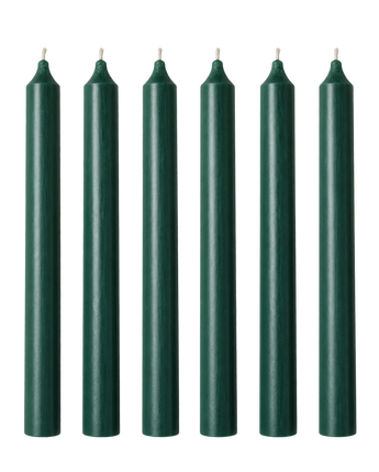 Set of 6 Straight Candles - Racing Green