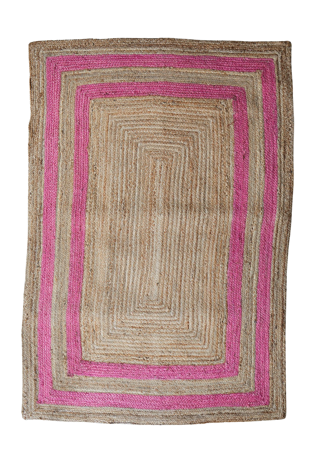 Large Jute Double Border Rug - Pink