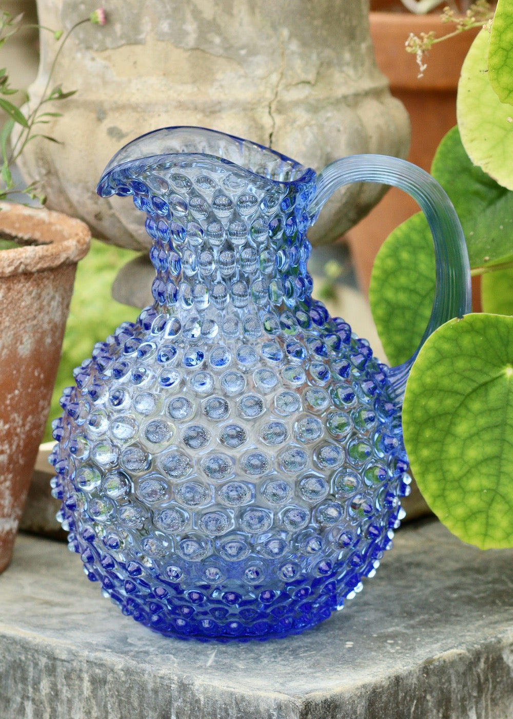 Hobnail Water Jug - Light Blue