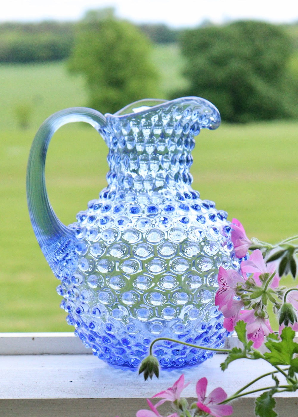 Hobnail Water Jug - Light Blue