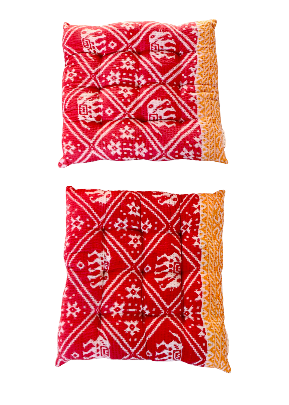 Pair of Kantha Seat Pads - Pair No. 87