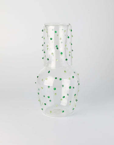 Carafe & Glass Set - Dotty Green