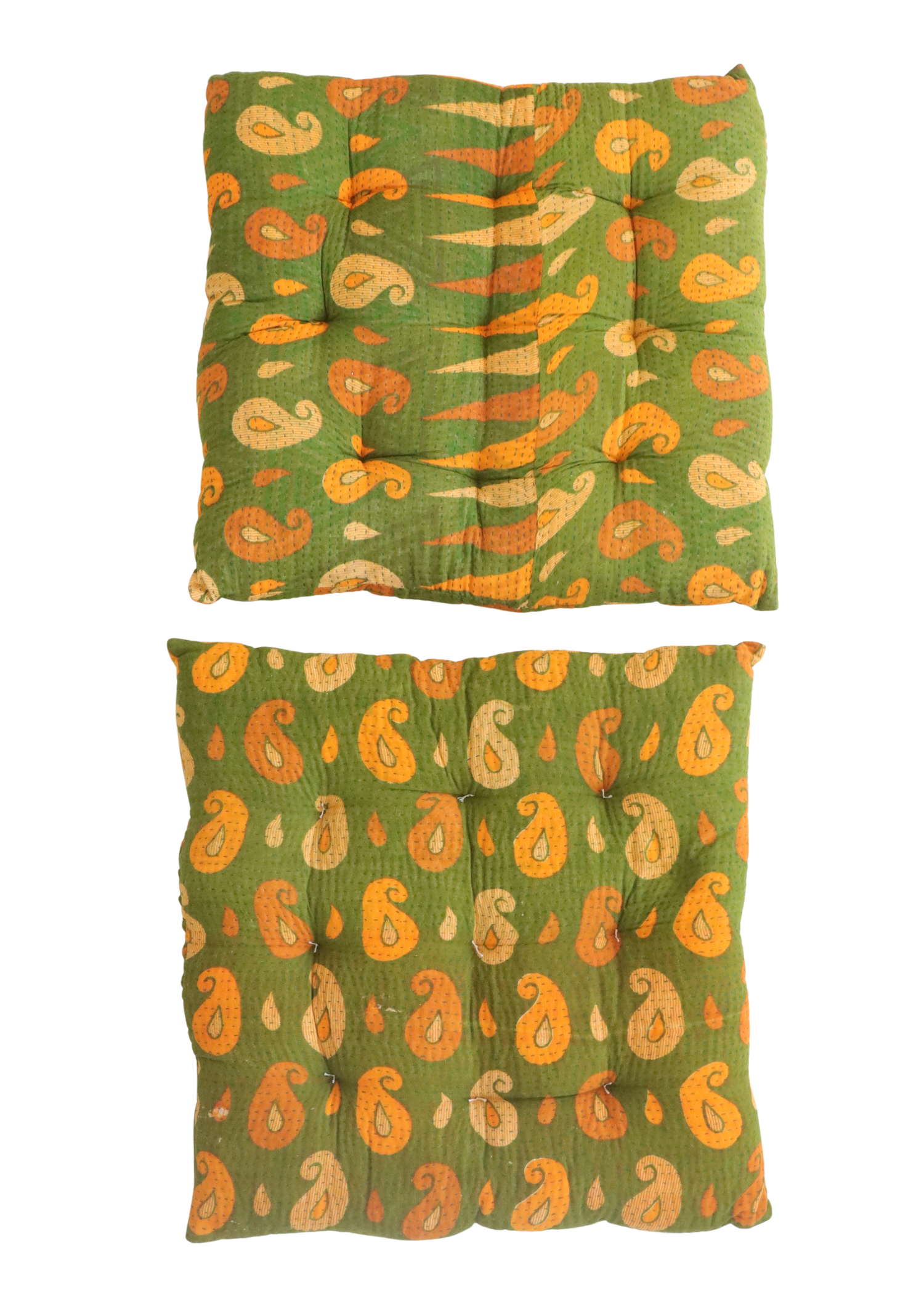 Pair Of Kantha Seat Pads - Pair No 312