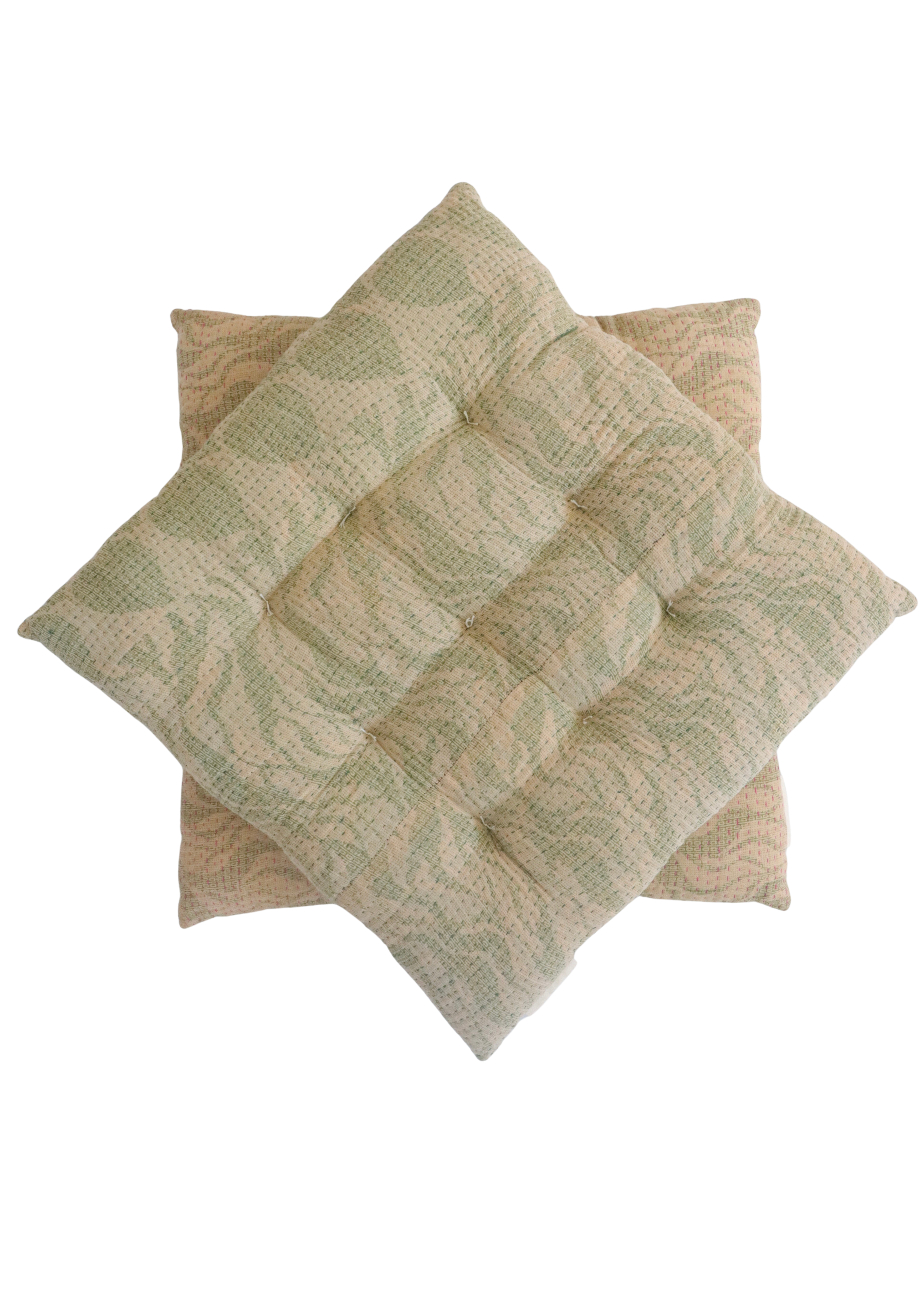 Pair Of Kantha Seat Pads - Pair No 322