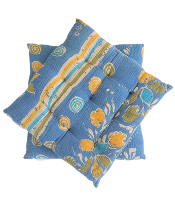 Pair Of Kantha Seat Pads - Pair No 323