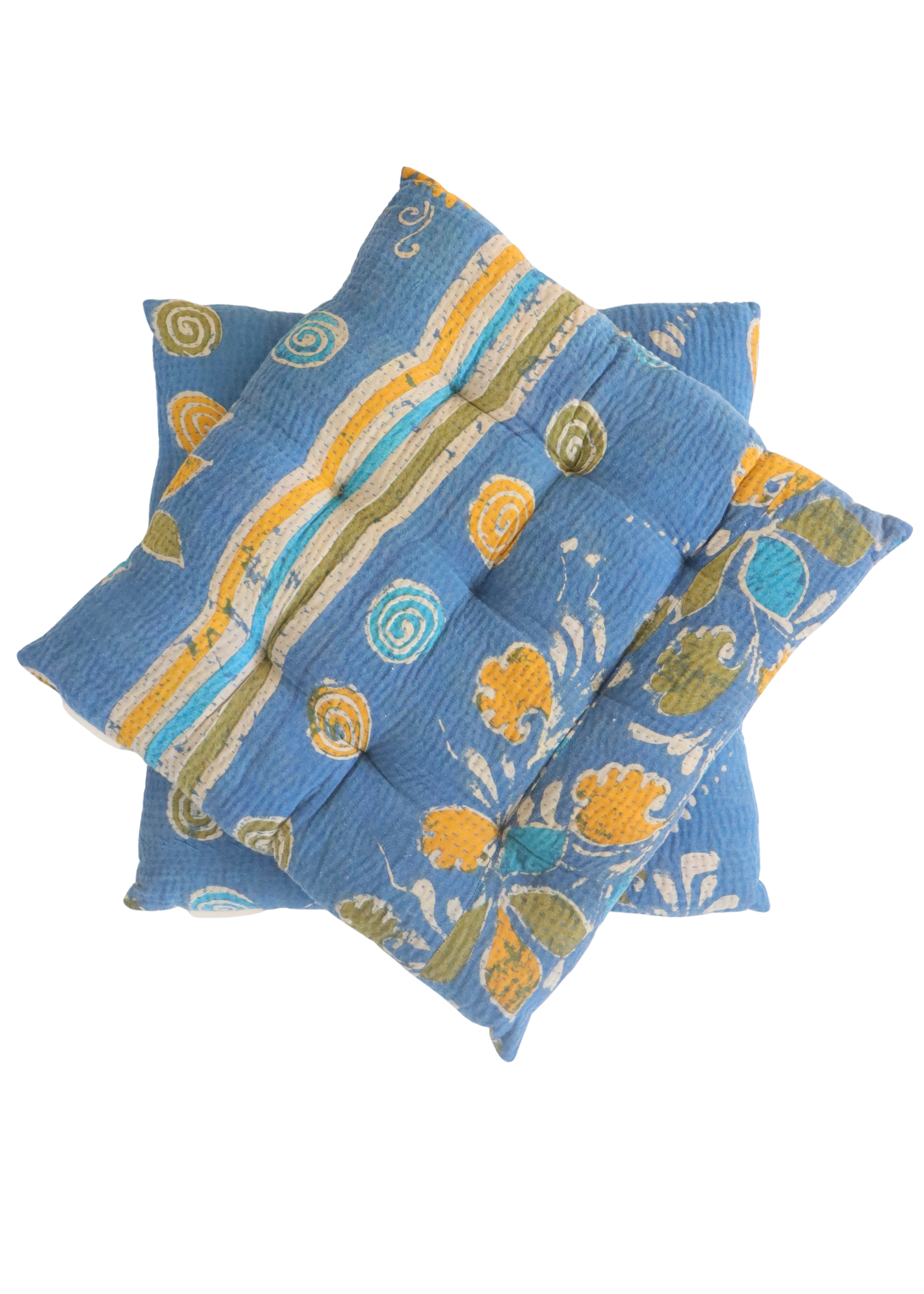 Pair Of Kantha Seat Pads - Pair No 323