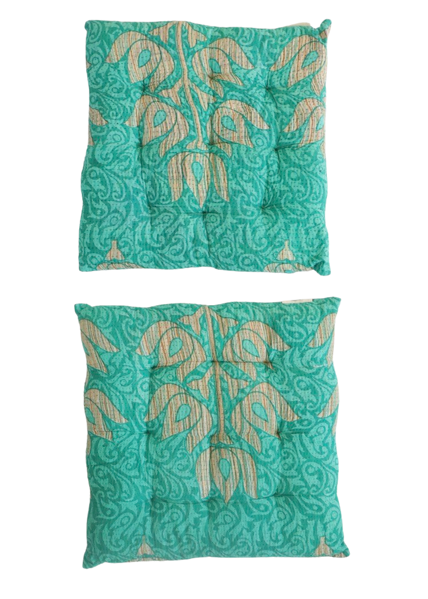 Pair Of Kantha Seat Pads - Pair No329
