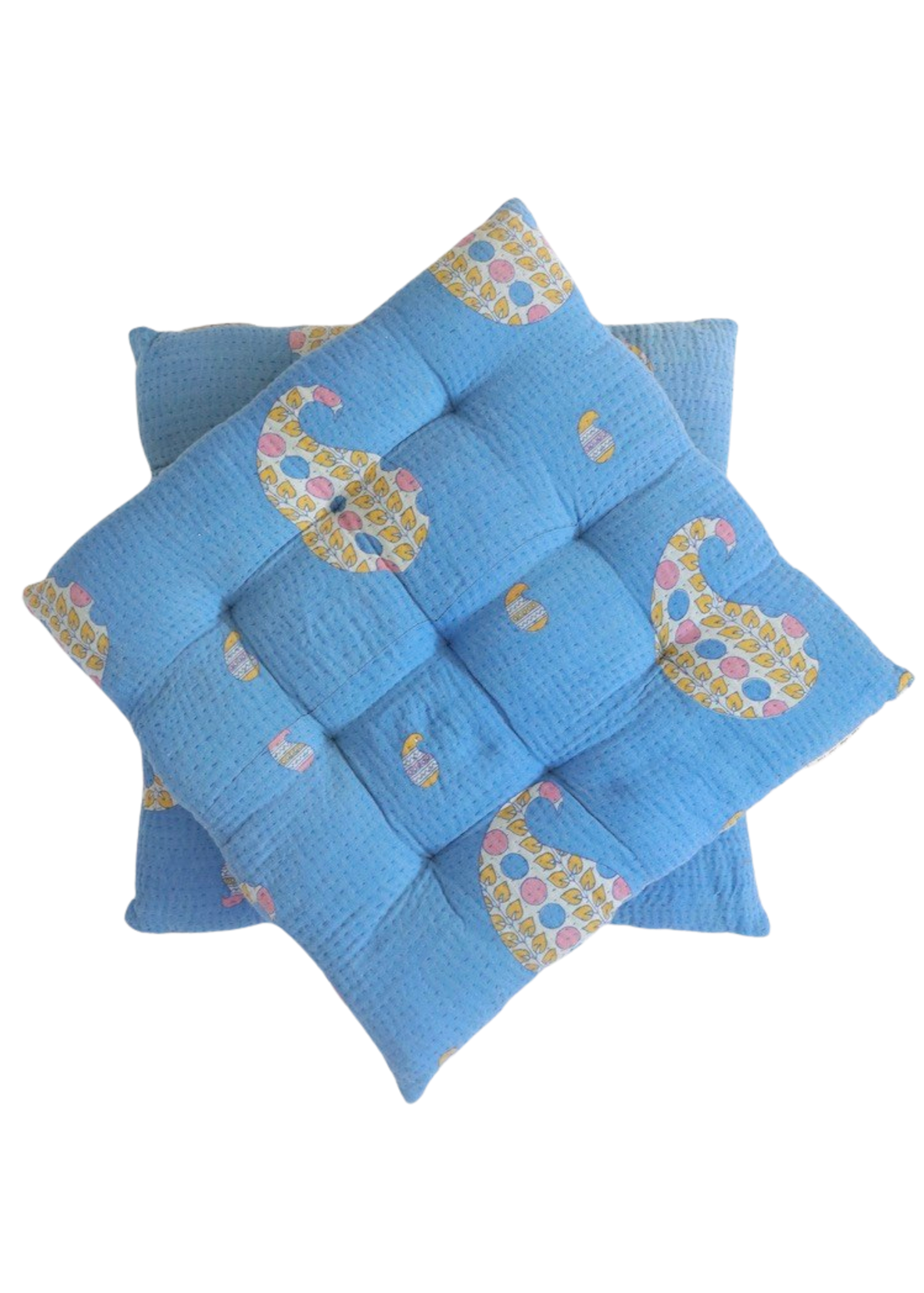 Pair Of Kantha Seat Pads - Pair No 326