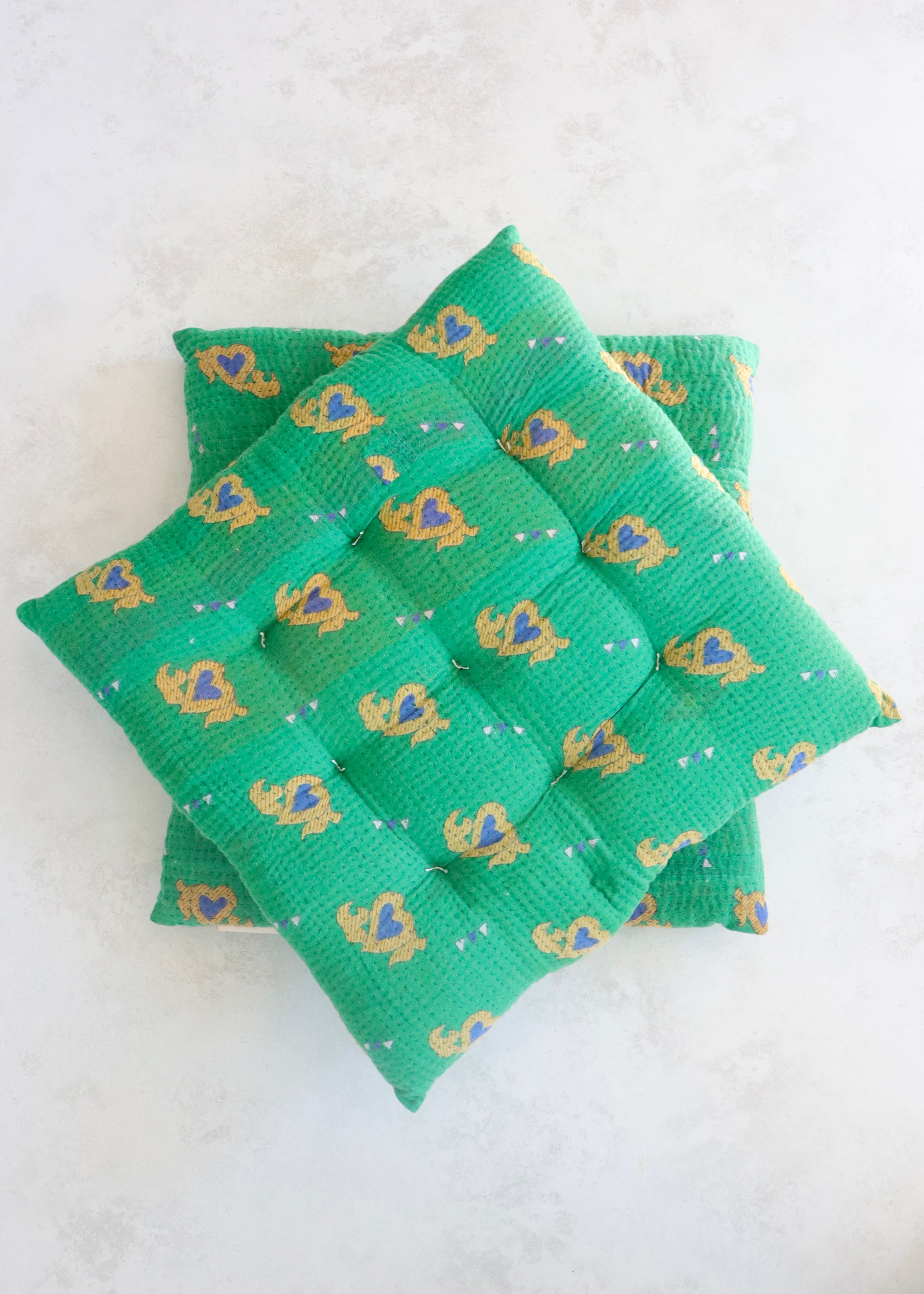 Pair Of Kantha Seat Pads- Pair No 309