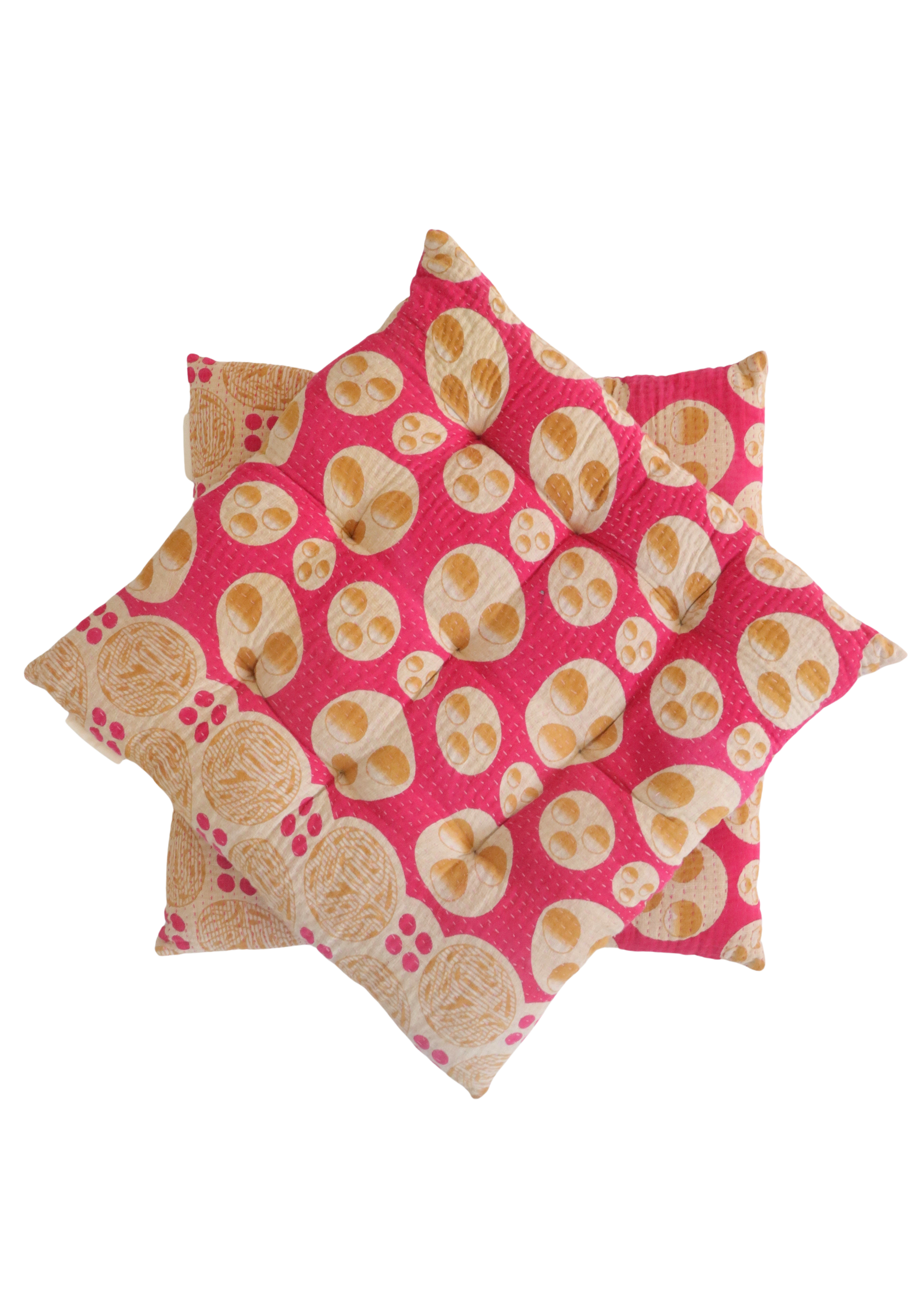 Pair Of Kantha Seat Pads - Pair No 328