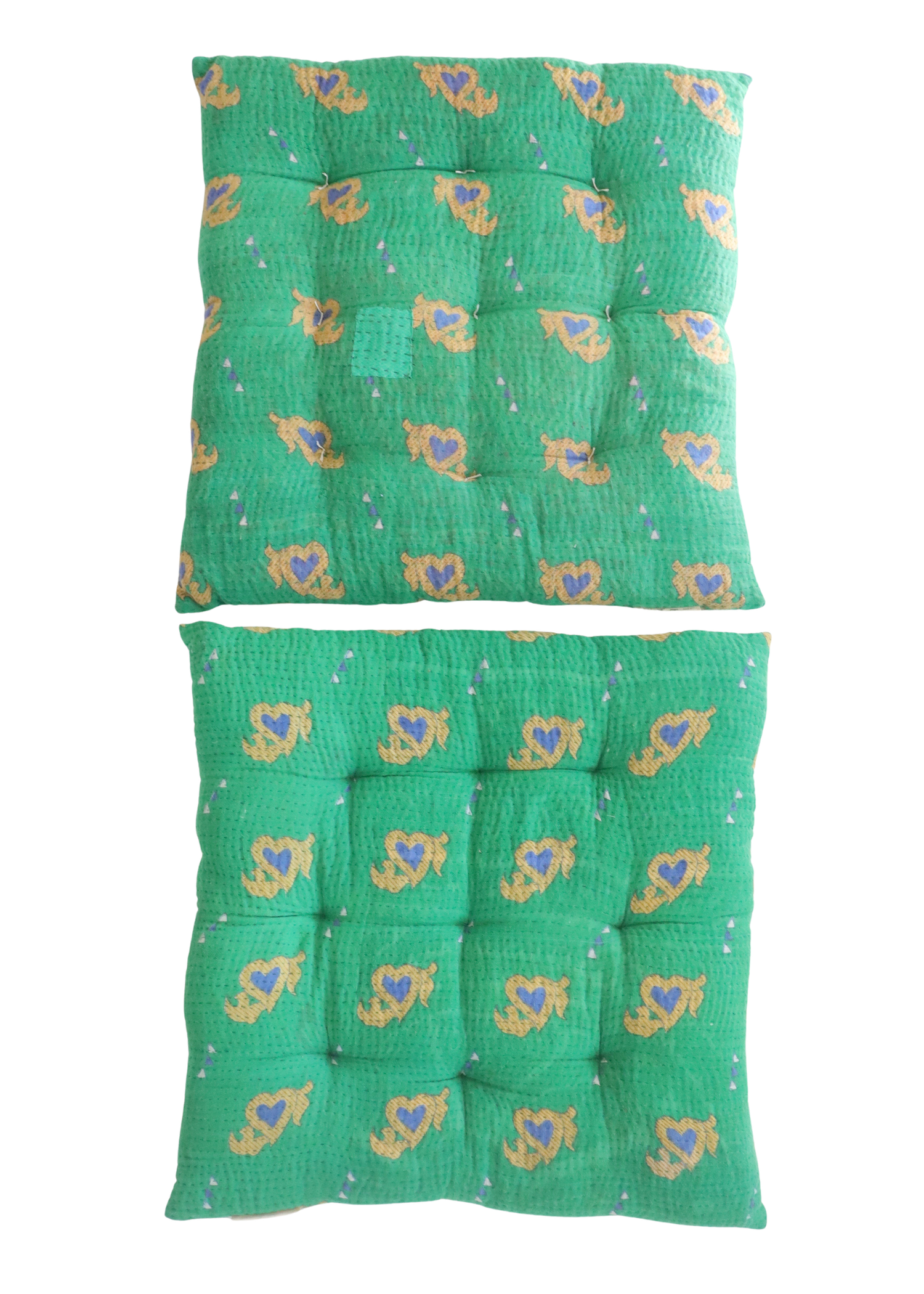 Pair Of Kantha Seat Pads- Pair No 309