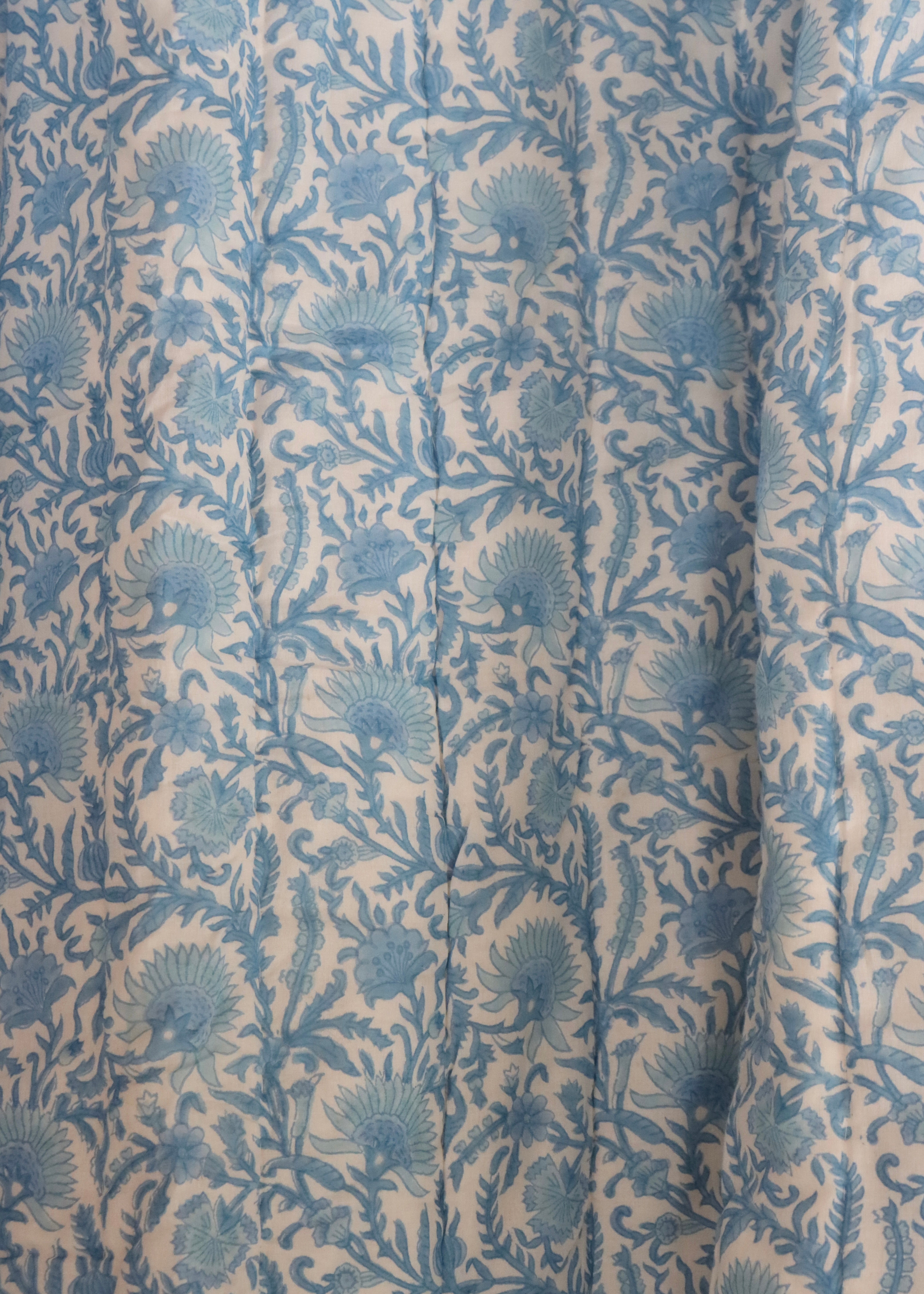 Hand Block Printed Quilt - Cornflower Blue