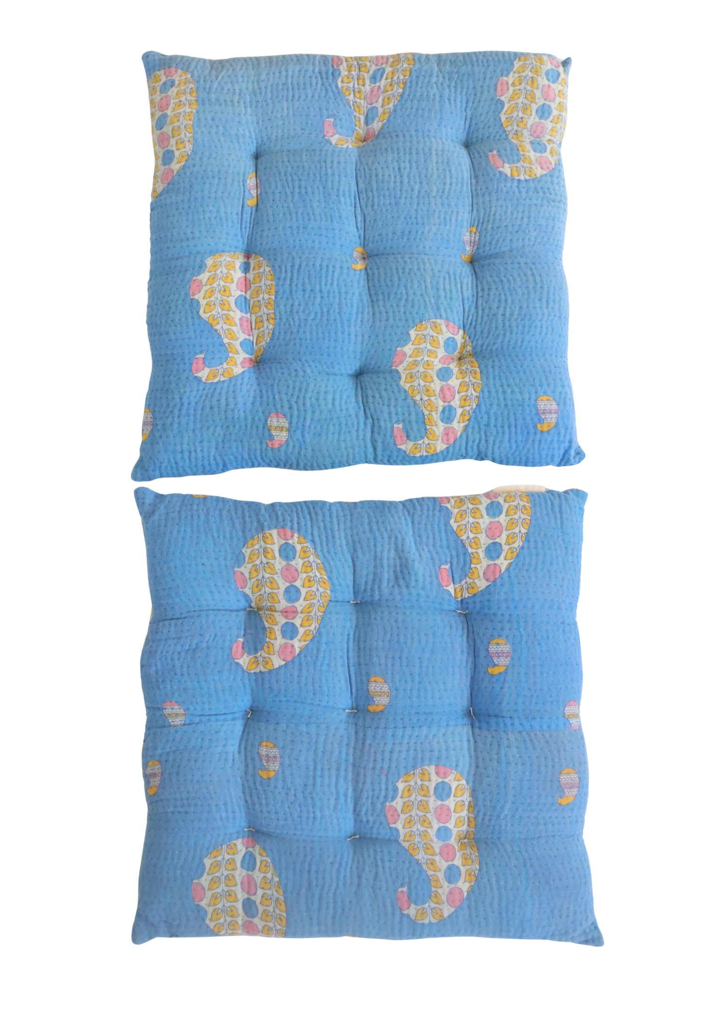 Pair Of Kantha Seat Pads - Pair No 326