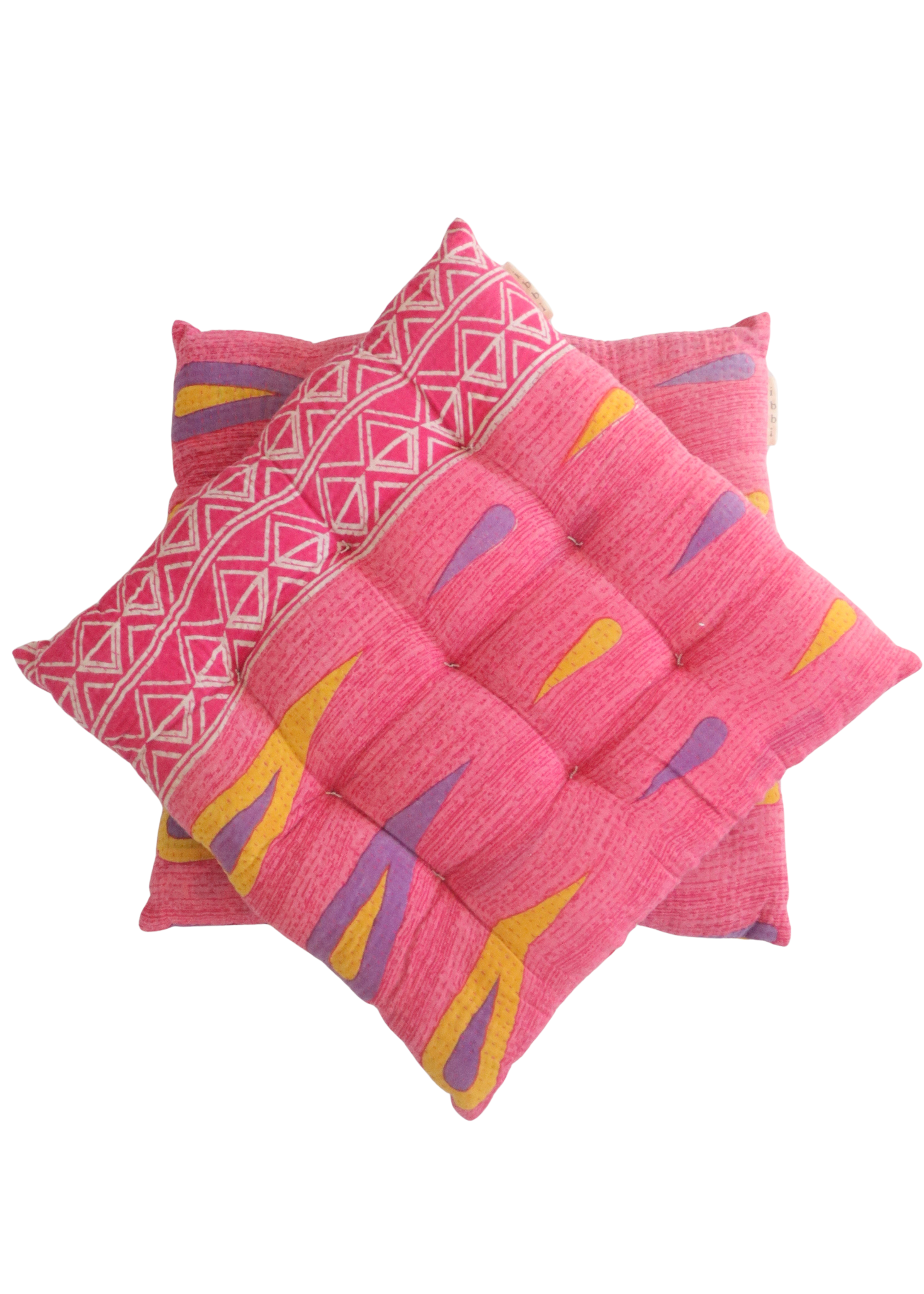Pair Of Kantha Seat Pads- Pair No 301