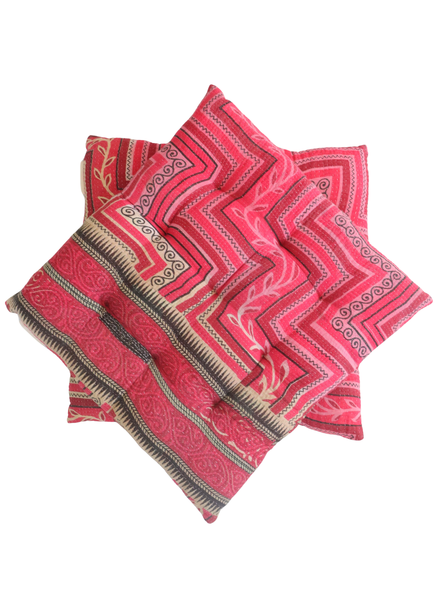 Pair Of Kantha Seat Pads - Pair No 313