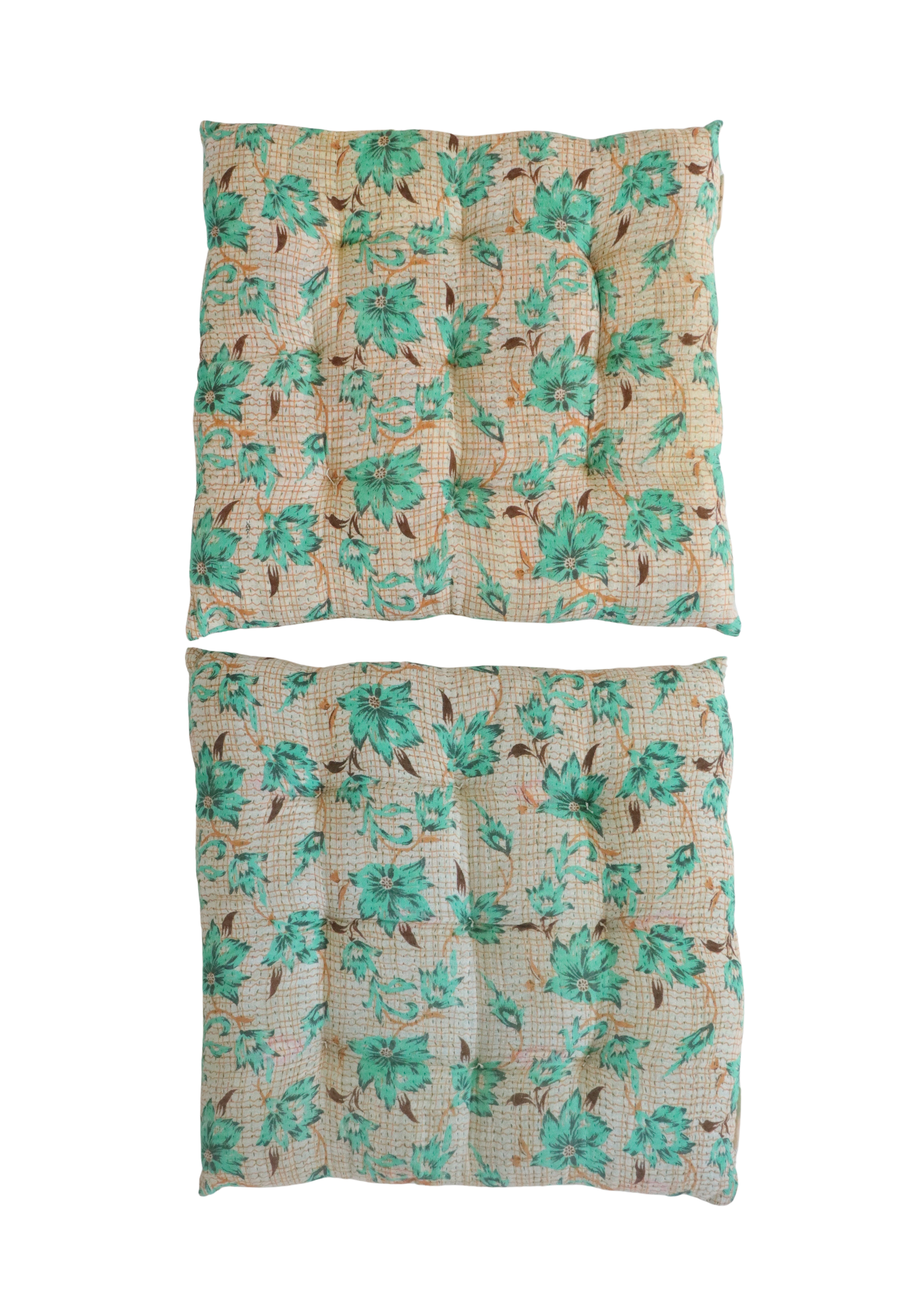 Pair Of Kantha Seat Pads - Pair No 320