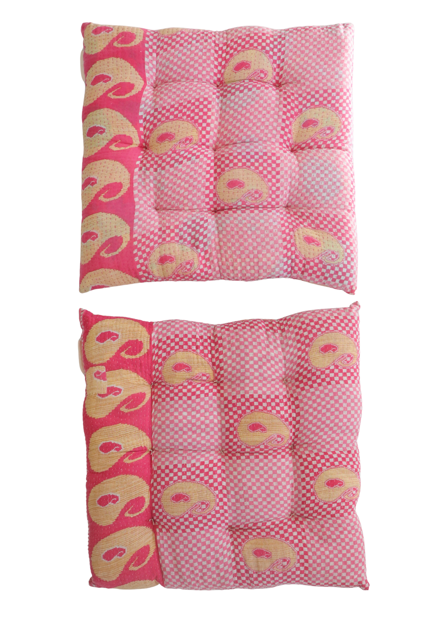Pair Of Kantha Seat Pads- Pair No 307