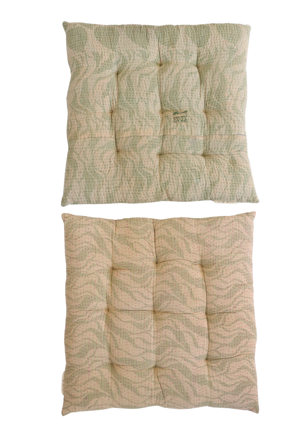 Pair Of Kantha Seat Pads - Pair No 322