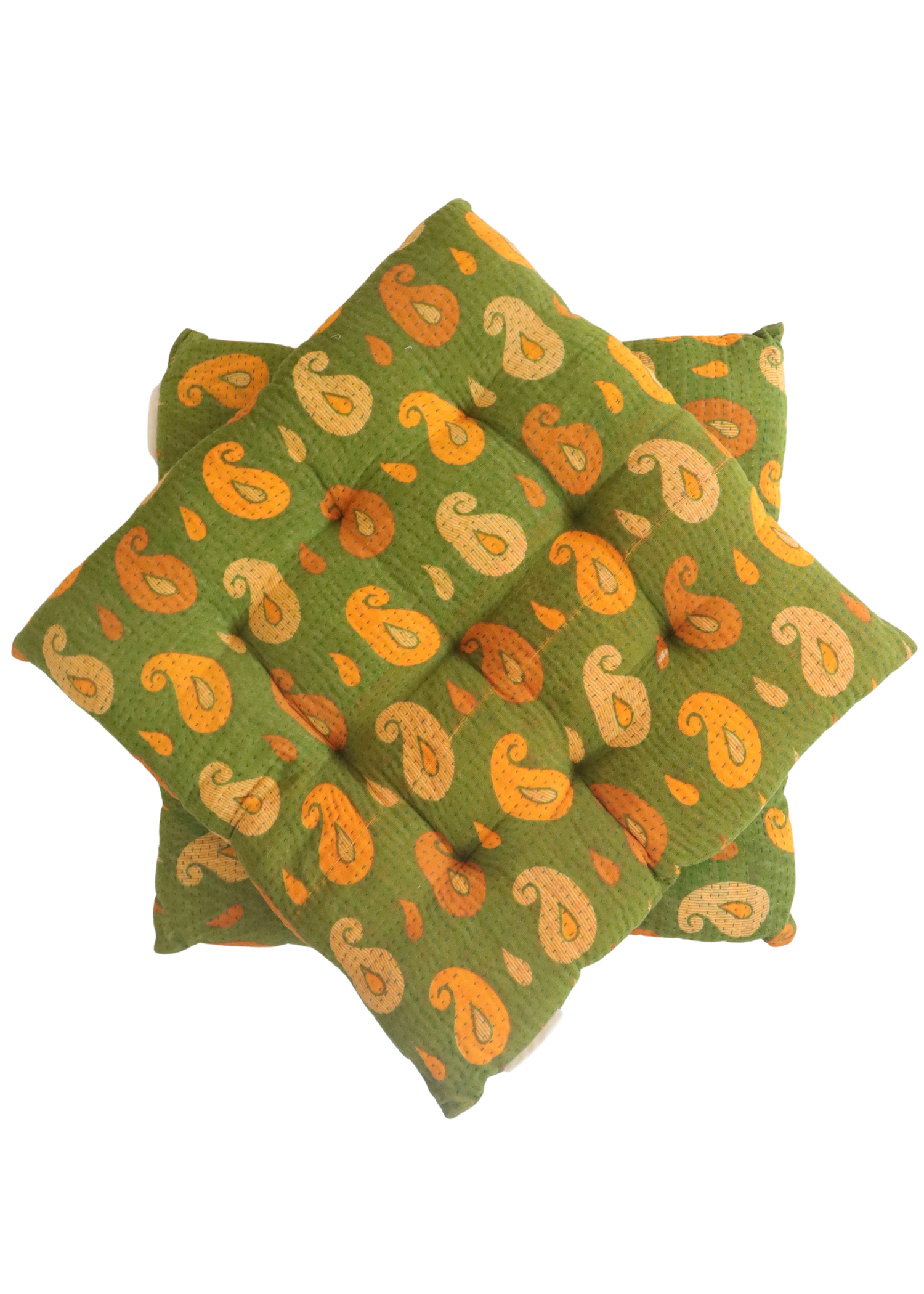 Pair Of Kantha Seat Pads - Pair No 312
