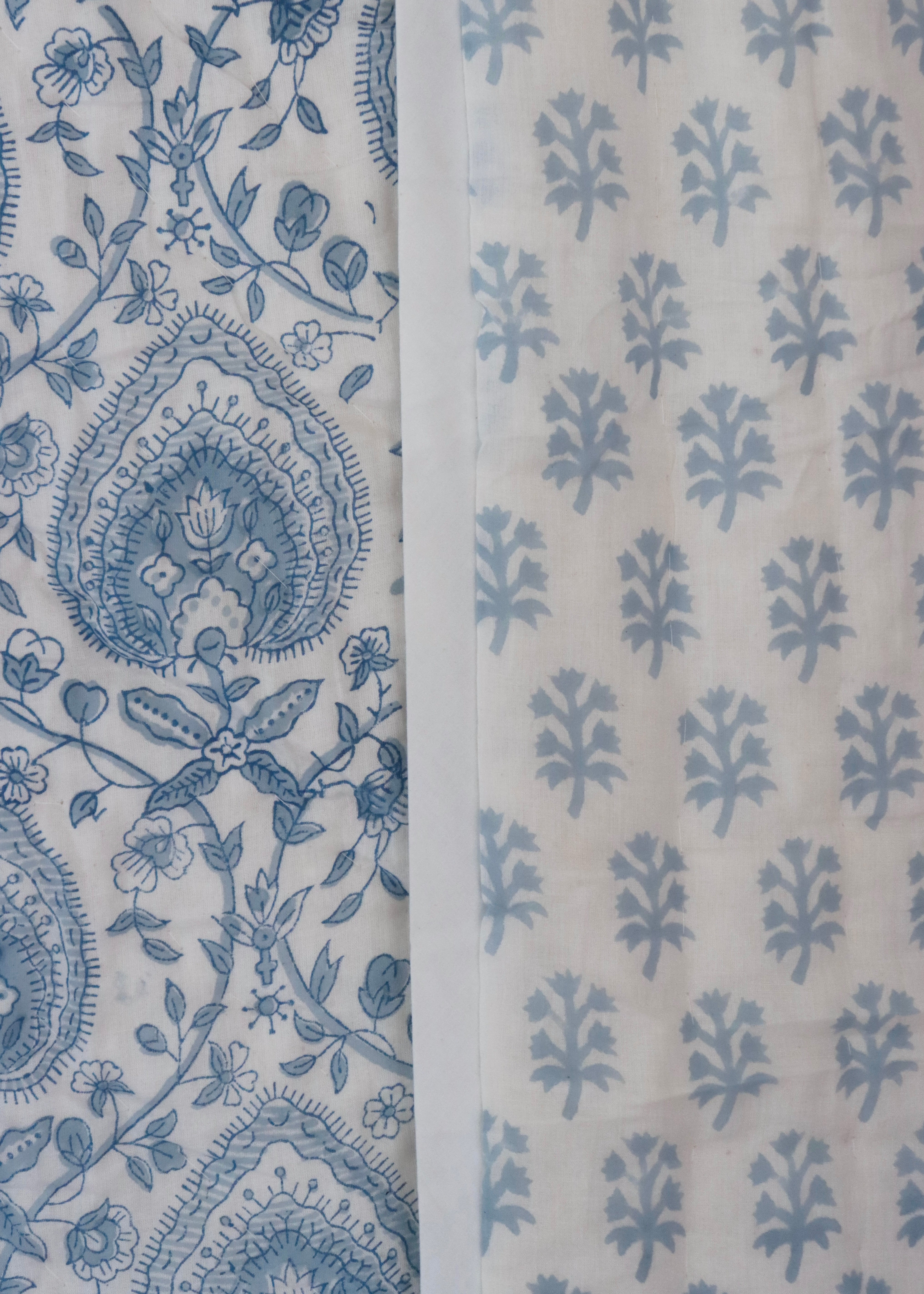 Hand block Printed Quilt - Dusty Blue