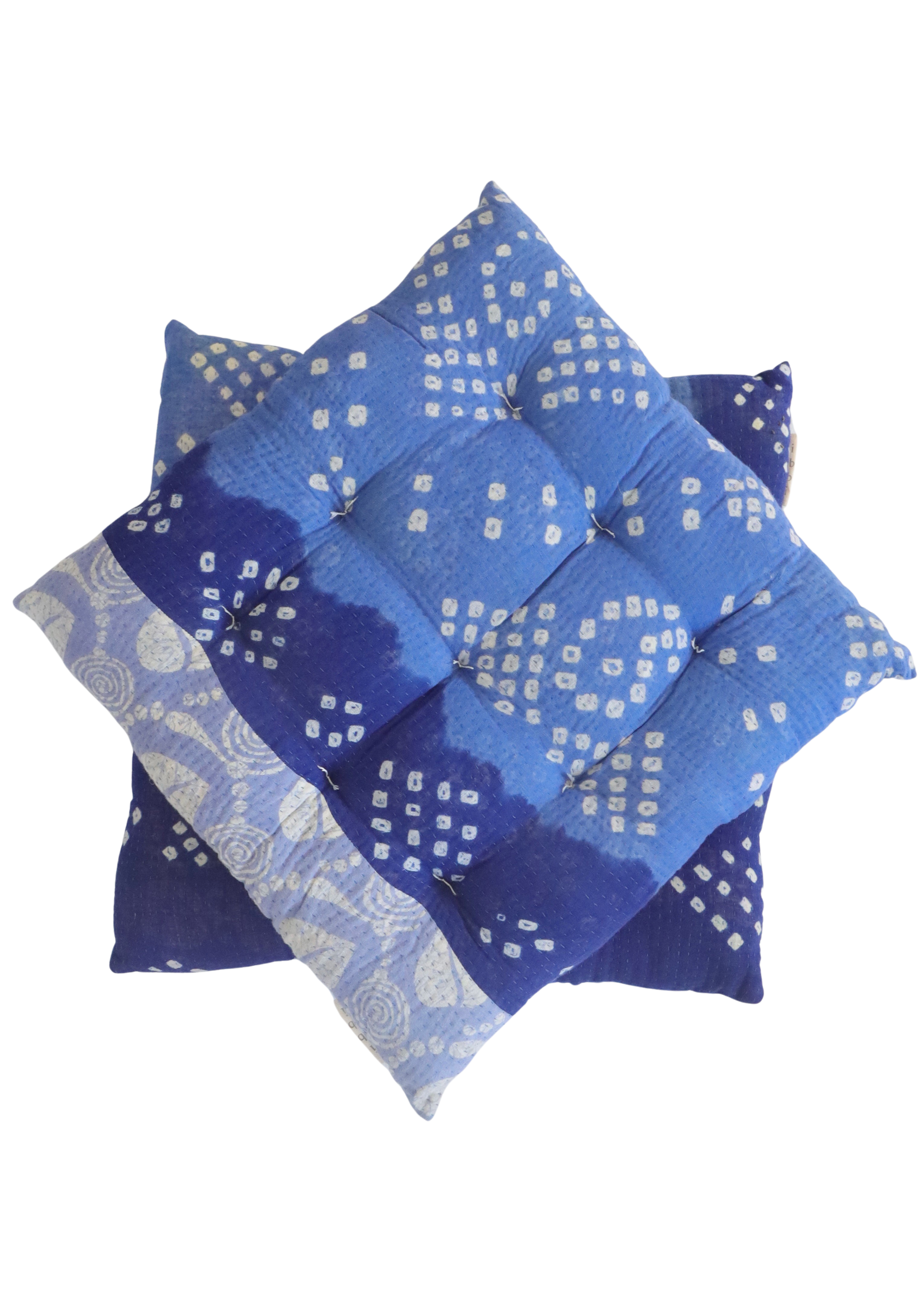 Pair Of Kantha Seat Pads - Pair No 319