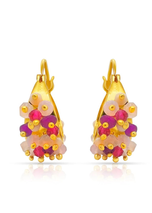 Pink Bejewelled Hoops