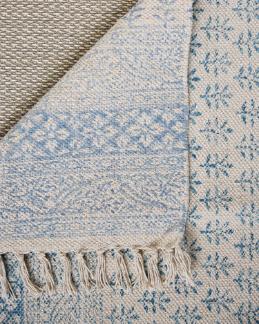 Hand Block Printed Bath Mat - Sea Blue
