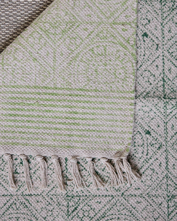 Hand Block Printed Bath Mat - Spring Green
