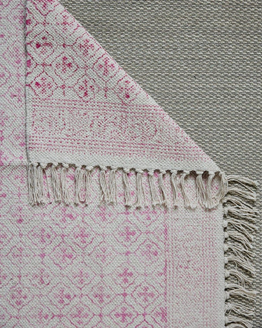 Hand Block Printed Bath Mat - Pretty Pink